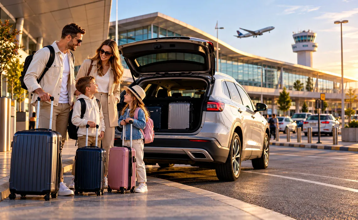 Carrying sports equipment in a rental car: space and securing